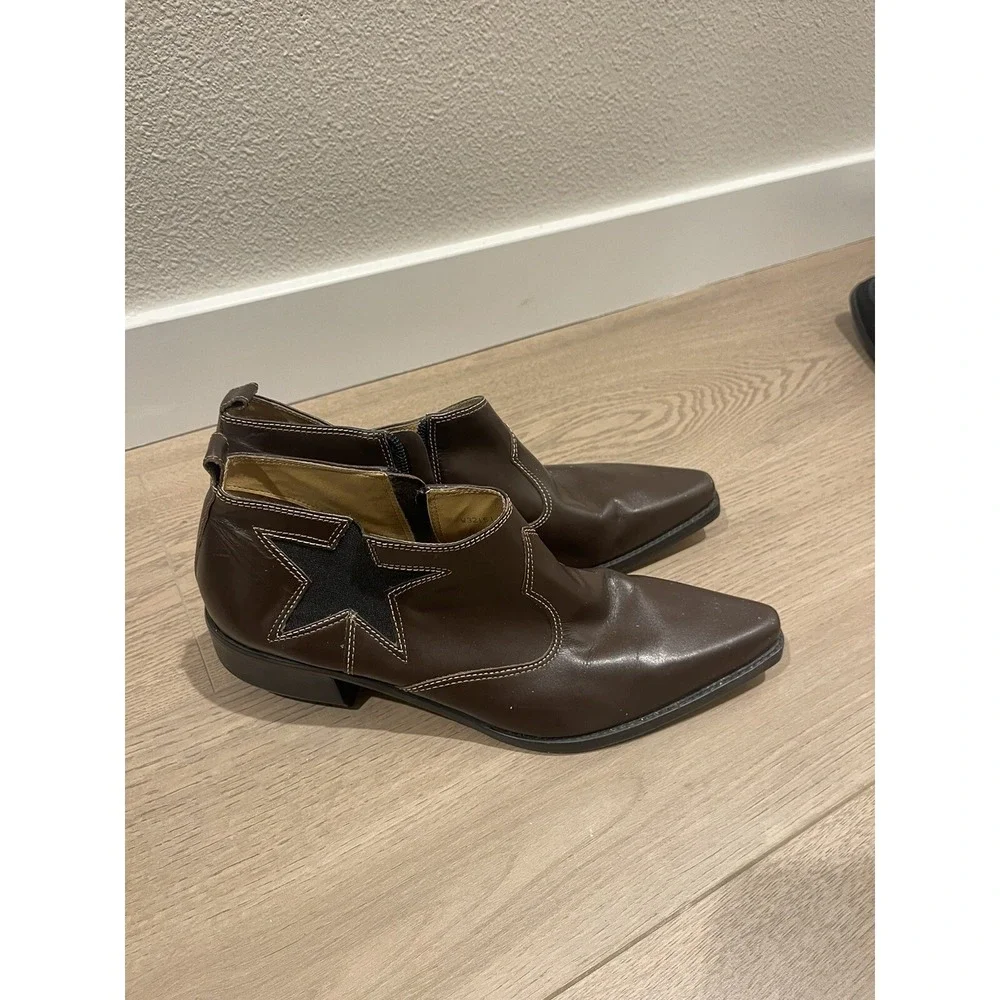 Women's Tommy Hilfiger cowgirl Star Ankle Western Booties SZ 9 Brown‎ Patriotic